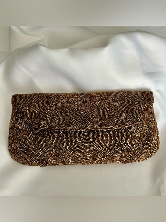 Walborg Handbags - Vintage Walborg Bronze Beaded Evening Clutch Purse Made in Japan